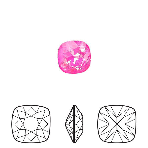 Fancy stone 1pk crystal ultra pink AB, Crystal Passions® 10mm cushion 4470 image number 0