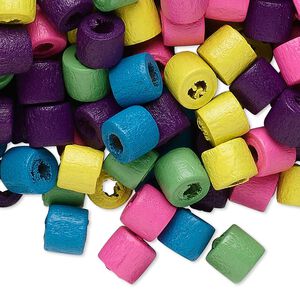 Bead mix, wood, mixed colors, 7x6mm heishi. Sold per 90-gram pkg, approximately 760 beads.