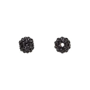 Bead, glass rhinestone / epoxy / resin, black, 8mm round. Sold individually.