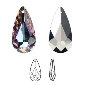 Drop 36pk crystal vitrail light, Swarovski® 24x12mm pendant teardrop 6100