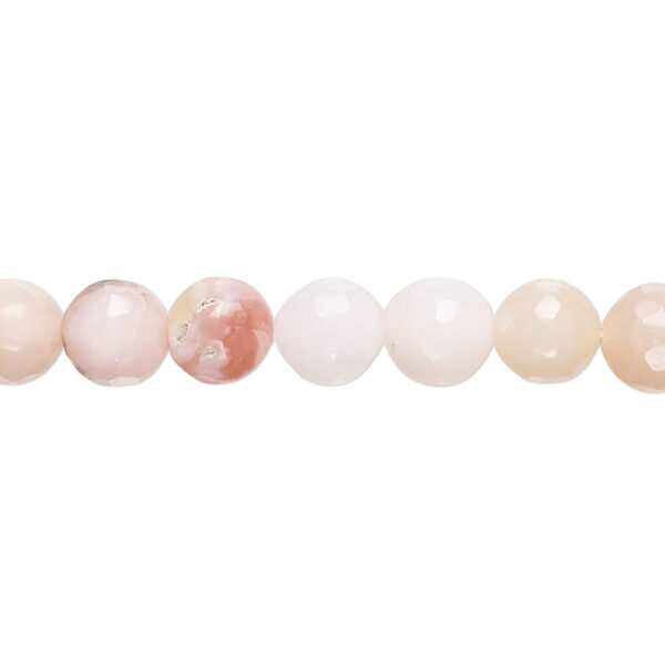Bead, pink opal (natural), shaded, 6-7mm hand-cut faceted round with 0.4-1.4mm hole, C+ grade, Mohs hardness 5 to 6-1/2. Sold per 14-inch strand, approximately 50 beads. image number 0