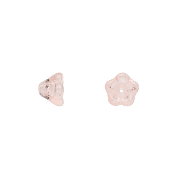 Bead, Czech pressed glass, light rose, 8.5x6.5mm flower. Sold per 15-1/2" to 16" strand, approximately 80 beads. image number 0