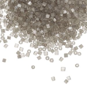 Seed bead, Preciosa Ornela Czech glass, pkg/50g, #11 2-cut hex, translucent solgel dyed satin grey, (05141).