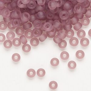 Seed bead, Miyuki, glass, pkg/250g, #6 rocaille, translucent matte smoky amethyst (RR-142F).