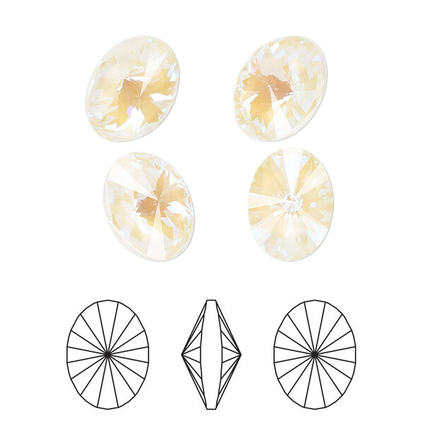 Chaton 2pk crystal light grey DeLite, Crystal Passions® 18x13.5mm oval rivoli 4122 image number 0
