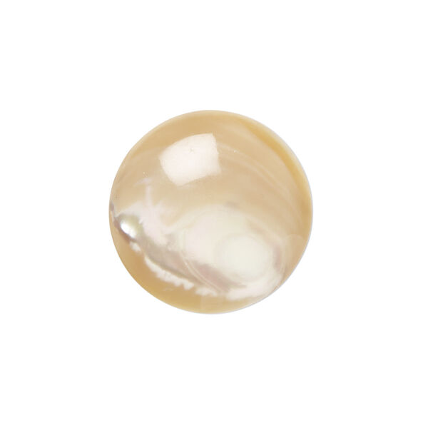 Cabochon, mother-of-pearl shell (natural), 18mm calibrated round, Mohs hardness 3-1/2. Sold individually. image number 0