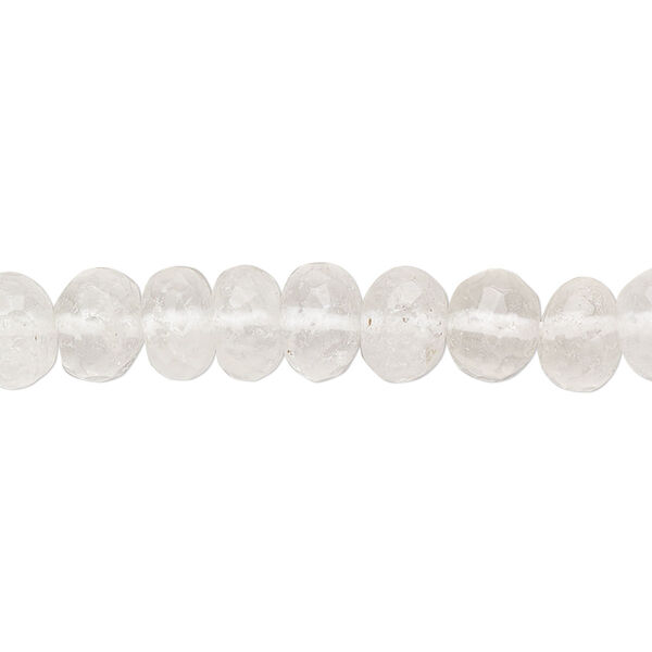 Quartz crystal 1pkg1, hand-cut faceted rondelle bead natural C grade, 14 inch 6x4mm-8x5mm image number 0