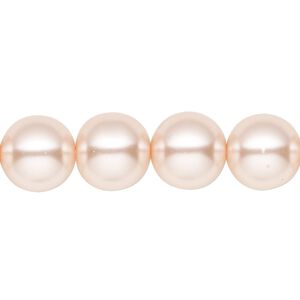 Bead, crystal pearl, medium pink, 12mm round. Sold per 15-1/2" to 16" strand, approximately 30 beads.