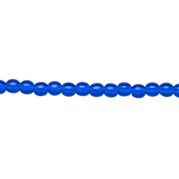 Bead, Czech glass druk, transparent cobalt, 4mm round. Sold per 15-1/2" to 16" strand. image number 0