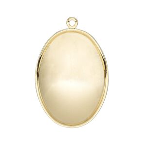 Focal, Almost Instant Jewelry®, gold-plated brass, 32x23.5mm oval with 30x22mm oval setting. Sold per pkg of 2.