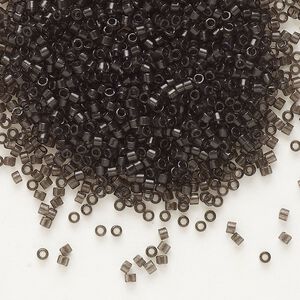 Seed bead, Delica®, glass, pkg/7.5g, #11 round, transparent outside dyed charcoal (DB-1319).