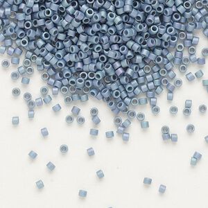 Seed bead, Delica®, glass, pkg/50g, #11 round, opaque matte rainbow steel blue (DB-0376).
