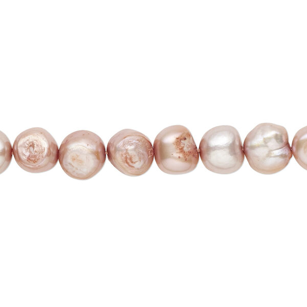 Pearl, cultured freshwater (dyed), taupe, 6-7mm flat-sided potato with 0.4-0.6mm hole, C grade, Mohs hardness 2-1/2 to 4. Sold per 15-inch strand. image number 0