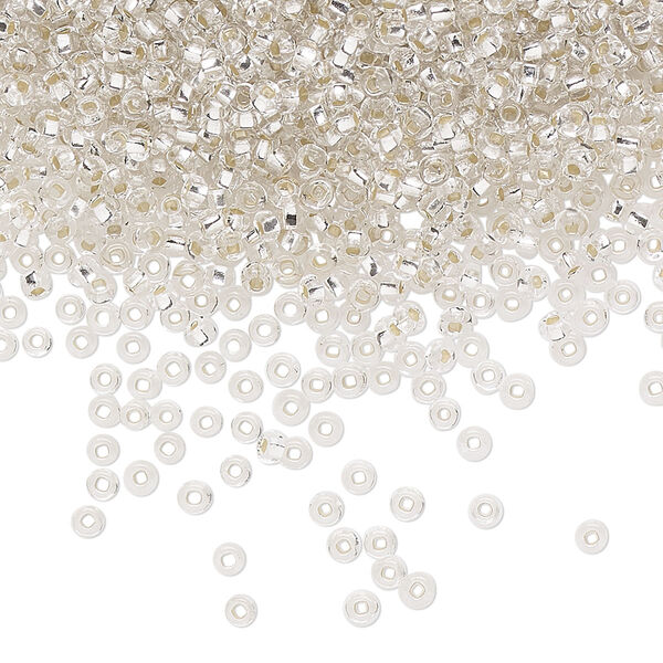 Seed bead, Preciosa Ornela Czech glass, pkg/500g, #11 rocaille, transparent silver-lined clear, (78102). image number 0