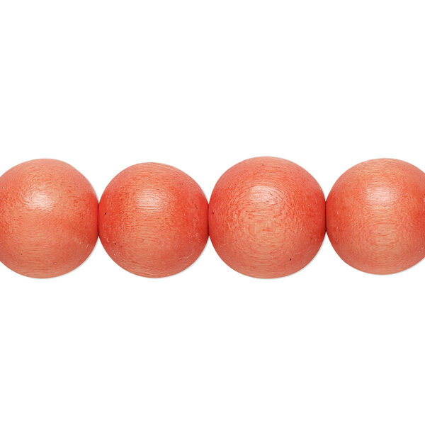 Bead, Taiwanese cheesewood (dyed / waxed), orange, 11-12mm round. Sold per pkg of (2) 15-1/2" to 16" strands. image number 0