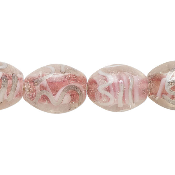 Bead, lampworked glass, translucent multicolored, 14x11mm-15x12mm barrel with swirl design. Sold per 8-inch strand, approximately 10 beads. image number 0