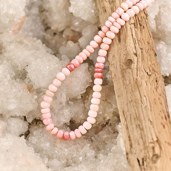 Bead 1pkg1 Peruvian pink opal, 6x3mm-6x5mm hand-cut faceted rondelle B+ grade, 15.5-16 inch natural shaded image number 0