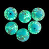 Bead, lampworked glass, clear / light blue / glow-in-the-dark / gold, 12mm round. Sold per pkg of 6. image number 1