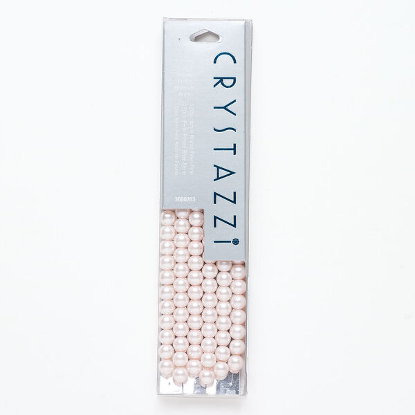 Bead, crystal pearl 1pkg120, pink, 8mm round. image number 0