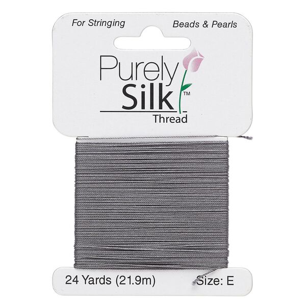 Thread, Purely Silk™, 3-ply, dark grey, size E. Sold per 24-yard card. image number 0
