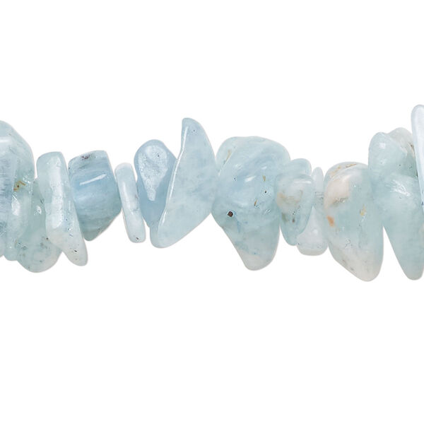 Bead, aquamarine (heated), extra-large chip, Mohs hardness 7-1/2 to 8. Sold per 17-inch strand. image number 0