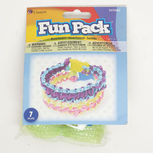 Bracelet kit 1pkg6, acrylic and nylon, mixed colors, assorted sizes and shapes.