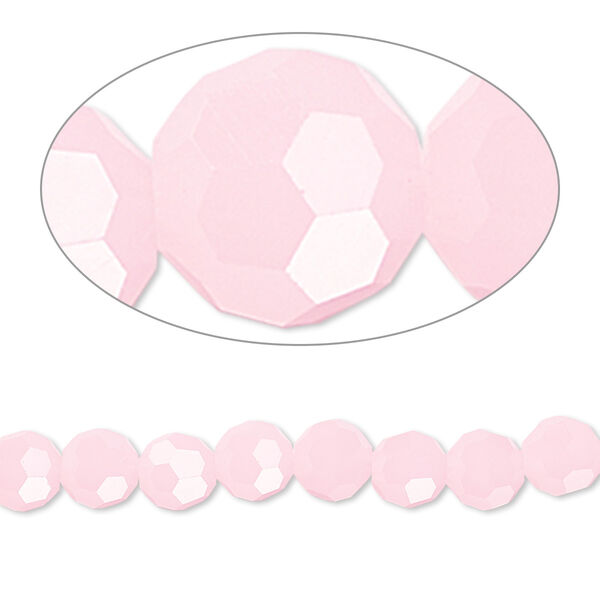 Bead 1pk 32 facets frost pink, Celestial Crystal® 6mm round 15.5-16 inch image number 0