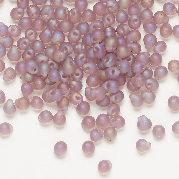 Seed bead, Miyuki, glass, pkg/10g, 4x3.4mm fringe, translucent matte rainbow lavender, (DP-142FR). image number 0
