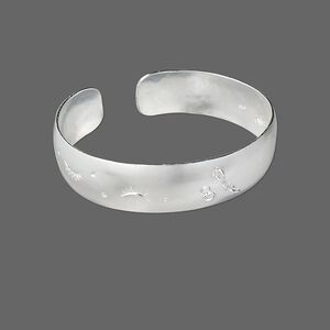 Bracelet component, cuff, Hill Tribes, fine silver, 14mm wide with 3 closed loops, adjustable. Sold individually.