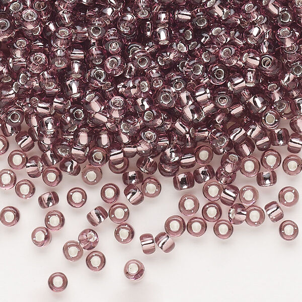 Seed bead, Dyna-Mites™, glass, silver-lined translucent lilac, #8 round. Sold per 40-gram pkg. image number 0
