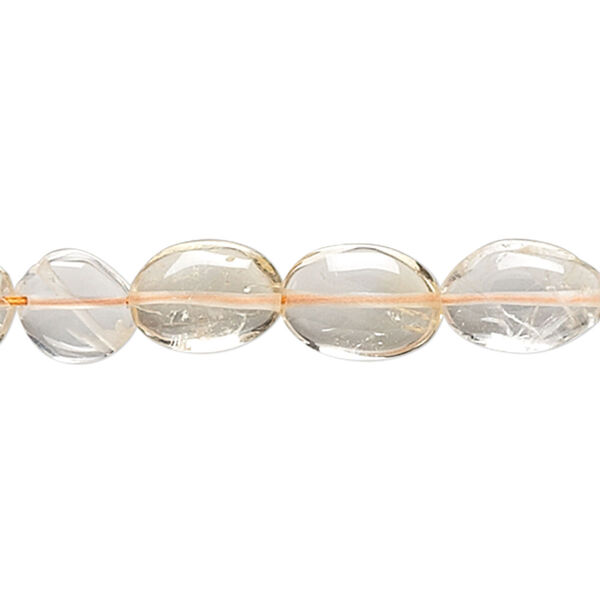 Bead, quartz crystal and citrine (natural / heated), 9x8mm-13x9mm hand-cut puffed oval, C grade, Mohs hardness 7. Sold per 14-inch strand. image number 0