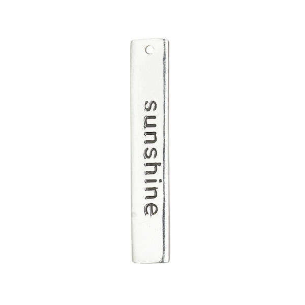 Focal, sterling silver and enamel, black, 32.5x5.5mm single-sided rectangle with "sunshine." Sold individually. image number 0