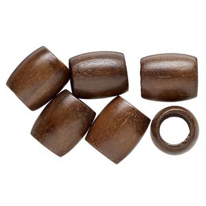 Bead, mango wood, 31x26mm-30x25mm barrel. Sold per pkg of 6.