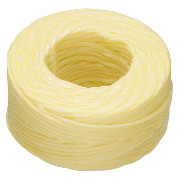 Thread, Hemptique®, polyester, pkg/25 yards, yellow, 1mm smooth. image number 0