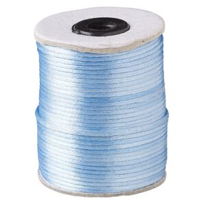 Cord, Satinique™, satin, light blue, 2mm. Sold per 200-foot spool.