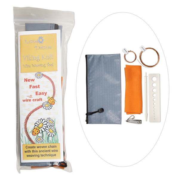 Viking Knit tool, Lazee Daizee™, plastic / copper / fabric, 6-1/2 x 1/4 inch rod. Sold per set. image number 0