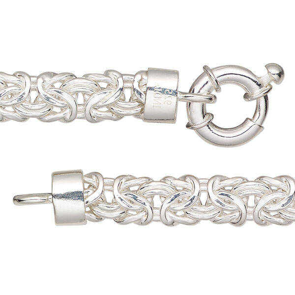 Chain, sterling silver, 7.5mm Byzantine, 20 inches with springring clasp. Sold individually. image number 0