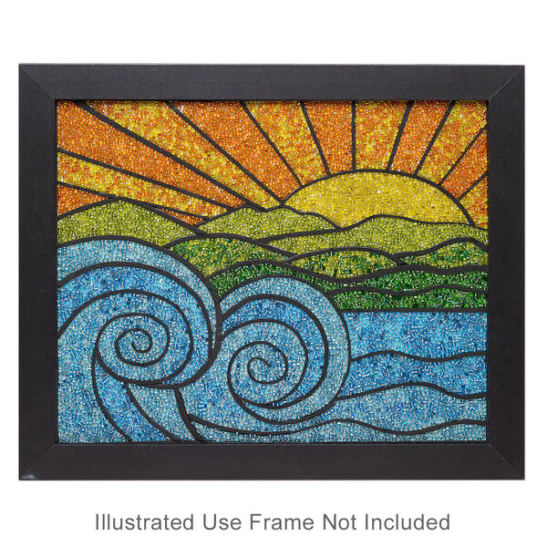 Sabrina Frey Bead Mosaic™ Starter Kit, glass / medium-density fiberboard / glue, pkg/1, multicolored, 8x10 inches with "Ocean Tide" design. image number 0