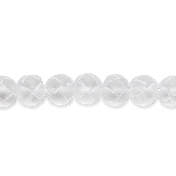 Quartz crystal 1pkg1, frosted hand-cut carved round bead natural 15.5-16 inch 6-8mm image number 0