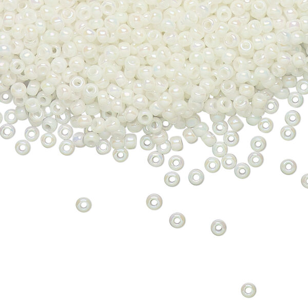 Seed bead, TOHO BEADS®, glass, pkg/50g, #11 round, opaque rainbow white (TR-11-401). image number 0