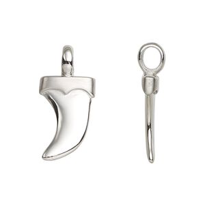 Charm, stainless steel, satin, 26x12mm double-sided claw. Sold individually.