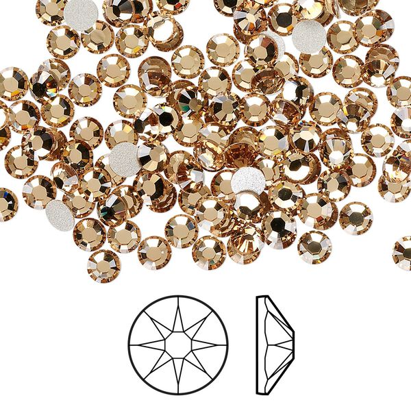 Flat back 144pk light Colorado topaz foil back, Crystal Passions® 3.8-4mm rose round SS16 2088 image number 0