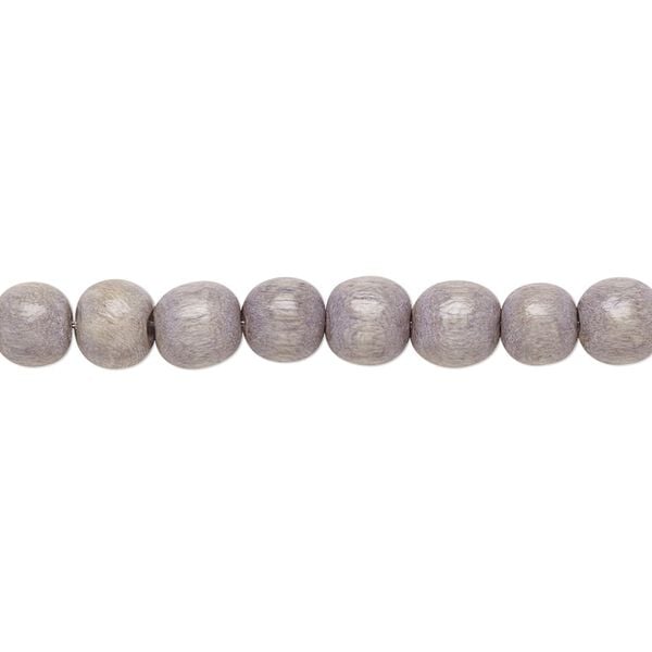 Bead 1pkg1, Taiwanese cheesewood (dyed / waxed), grey, 5-6mm round, 15-1/2 to 16 inches. image number 0