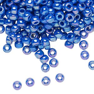 Seed bead, Miyuki, glass, pkg/250g, #6 rocaille, opaque rainbow cyan blue, (RR-483D).