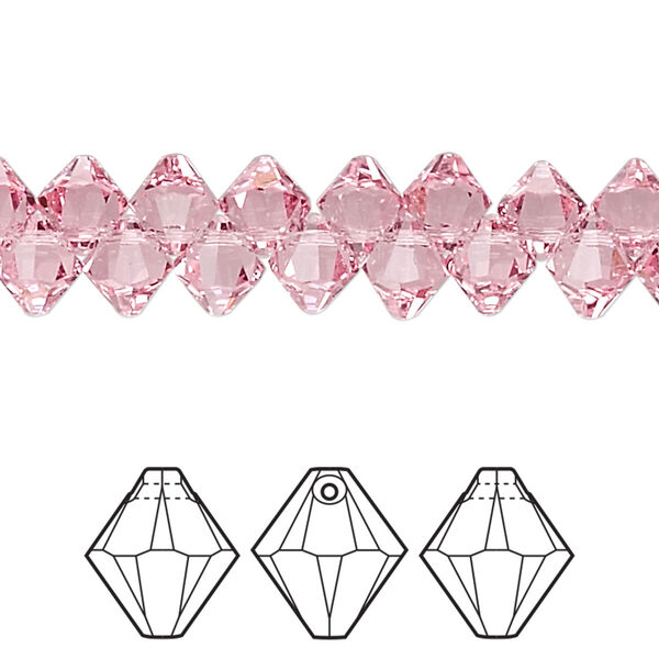 Drop 12pk light rose, Crystal Passions® 6mm pendant bicone 6328 image number 0