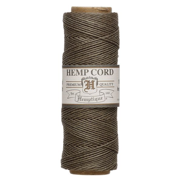 Cord, Hemptique®, polished hemp, sage, 0.5mm, 10-pound test. Sold per 205-foot spool. image number 0