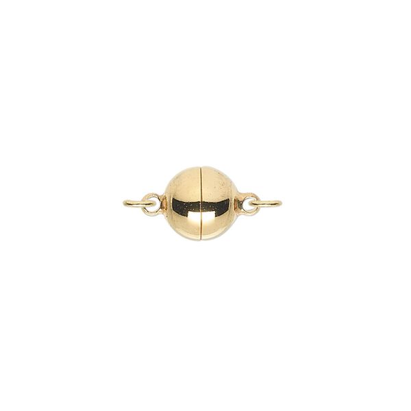 Clasp magnetic 1pkg1 gold-plated, 8mm round, brass 1-strand image number 0