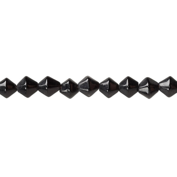 Bead, glass, opaque black, 3-5mm faceted bicone. Sold per 12-inch strand. image number 0
