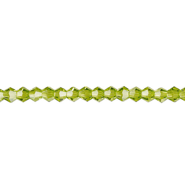 Bead 1pk transparent peridot green, Celestial Crystal® 4mm bicone 15.5-16 inch image number 0