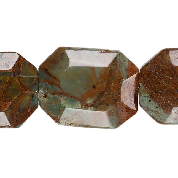 Green "opal" 1pkg1, flat faceted rectangle bead natural 15.5-16 inch 25x20mm image number 0